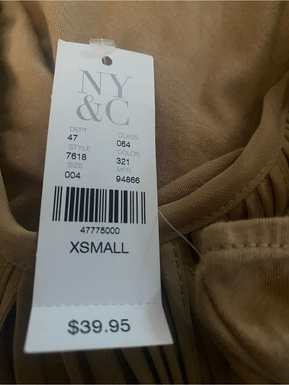New York & Company NWT Tan Fringed Halter Boho Western Festival Sz XS Small Top - Picture 7 of 8
